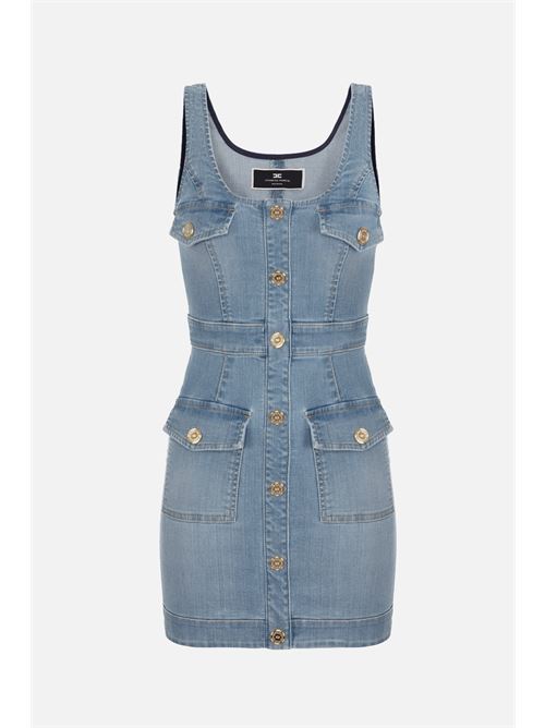 Elisabetta Franchi Miniabito in denim con abbottonatura