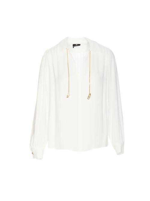 Elisabetta Franchi Camicia in georgette di viscosa con accessorio sul collo