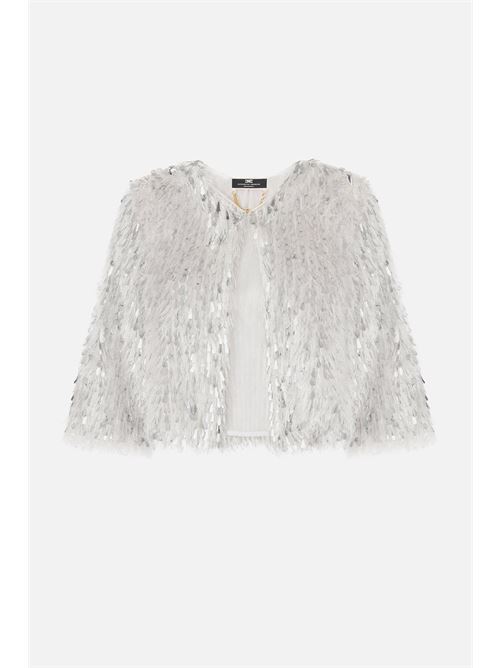 Elisabetta Franchi Giacca cropped in organza sfrangiata